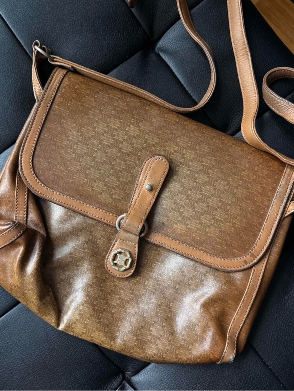 Celine Tan Leather Interior Shoulder Bag